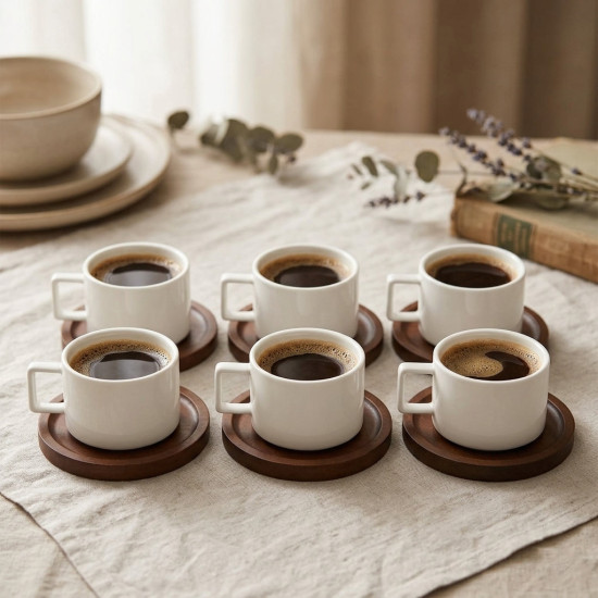 Coffee Cup and Saucer Set - 6 Pcs